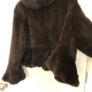 Knitted rabbit fur sweater M Brown